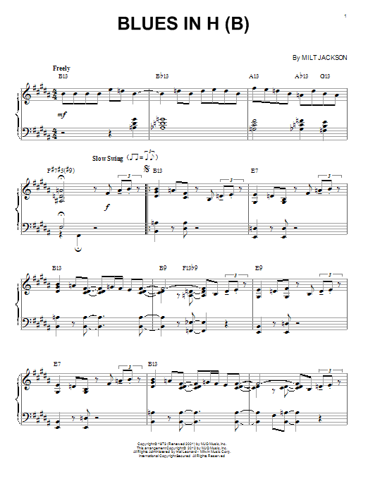 Product gallery: Page 1 of 1 Blues In H (B) (arr. Brent Edstrom), Modern Jazz Quartet