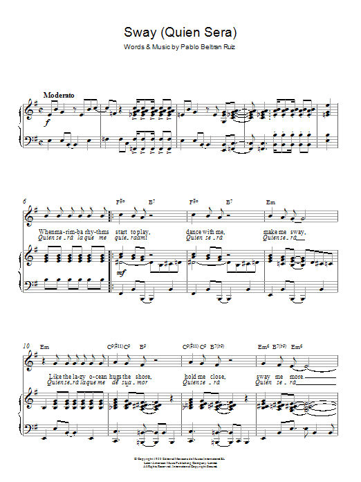 Produktgalerie: Seite 1 von 1 Sway (Quien Sera), Pablo Beltran Ruiz, Gesang, Gitarre, Klavier