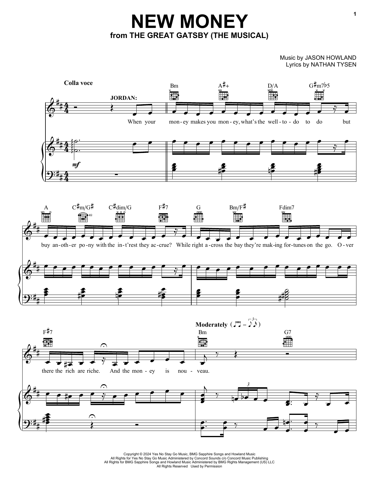 Produktgalerie: Seite 1 von 1 New Money (from The Great Gatsby), Jason Howland & Nathan Tysen, Gesang, Gitarre, Klavier