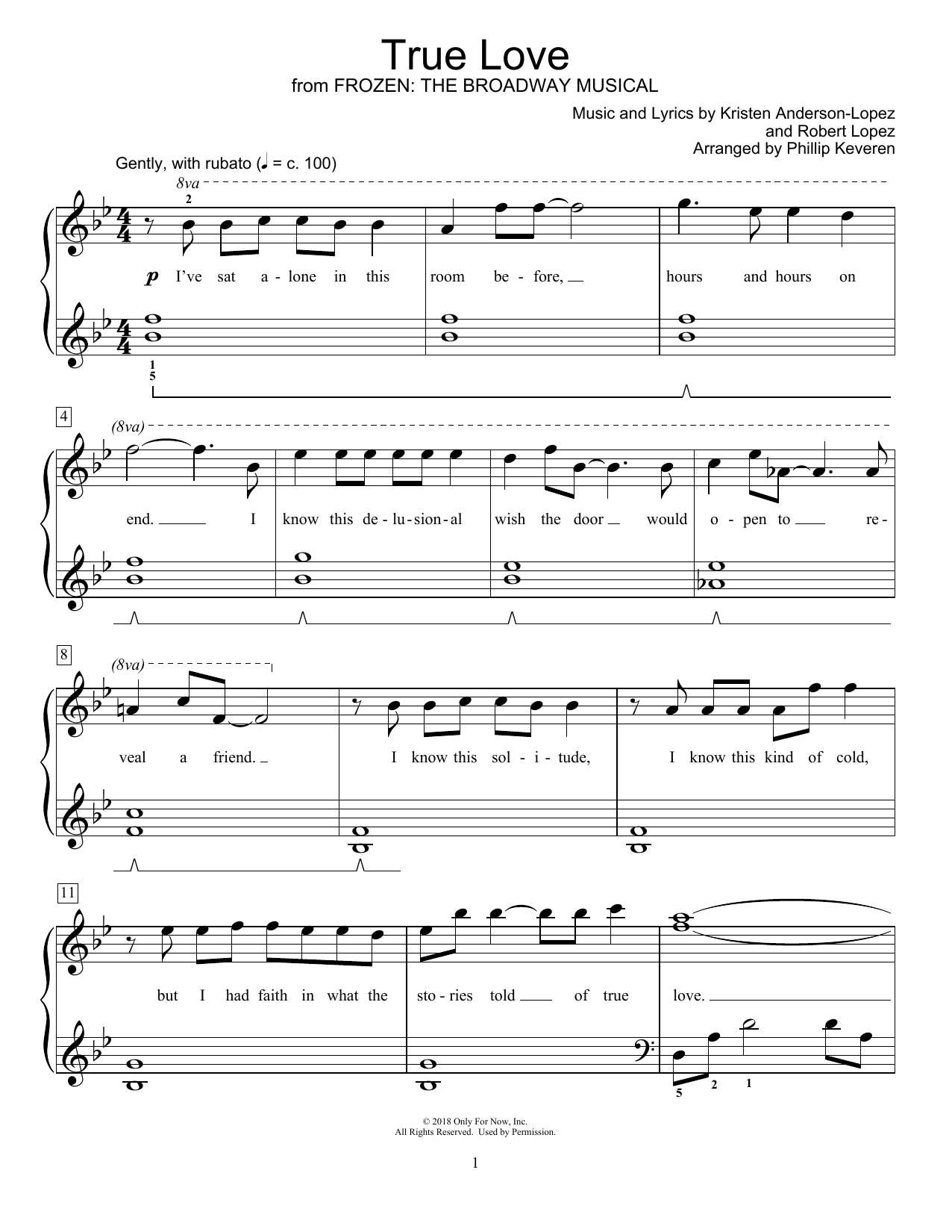 Produktbild zu: True Love (from Frozen: The Broadway Musical) (arr. Phillip Keveren)
