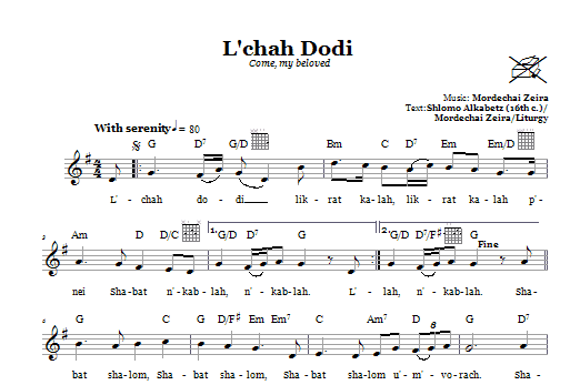 Product gallery: Page 1 of 1 L'chah Dodi (Come, My Beloved), Mordechai Zeira
