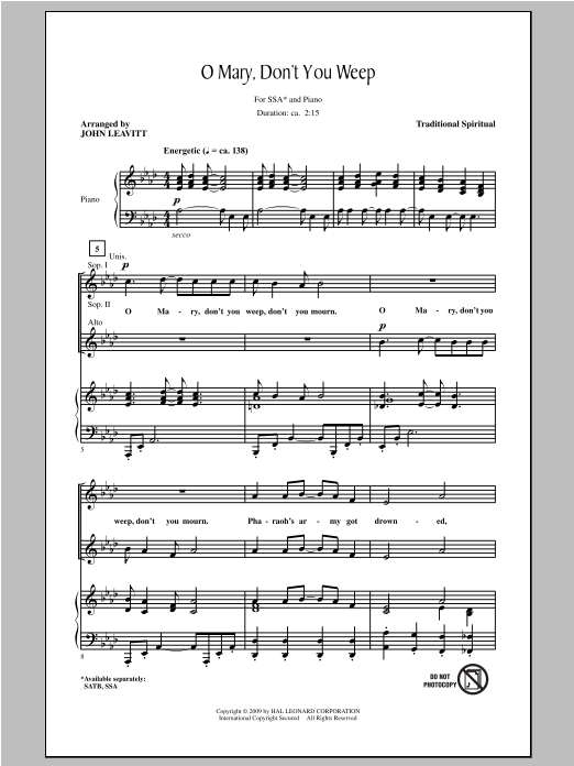 Produktgalerie: Seite 1 von 1 Oh Mary Don't You Weep, John Leavitt, Chor