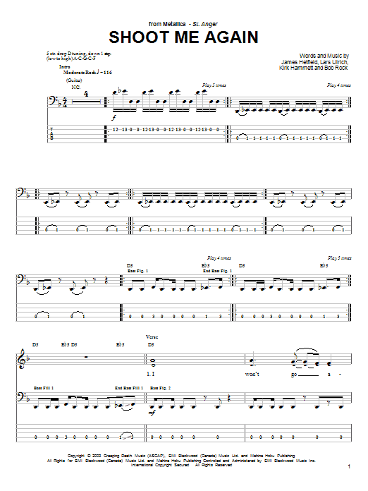 Produktgalerie: Seite 1 von 1 Shoot Me Again, Metallica, E-Bass
