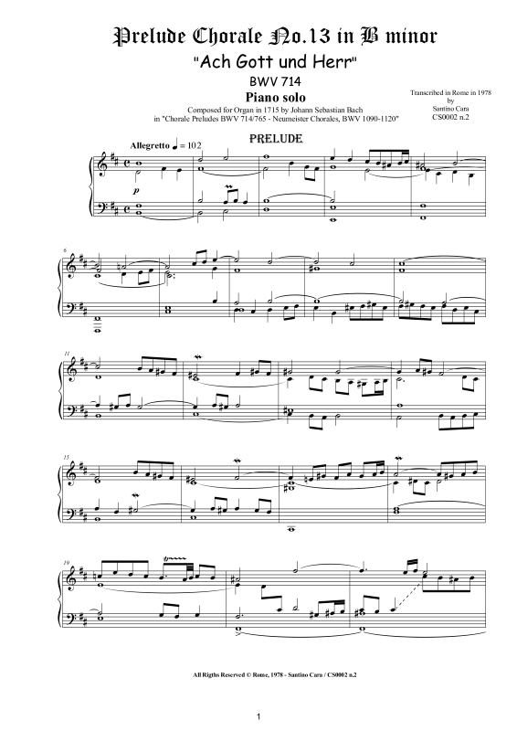 Produktbild zu: Präludium Choral Nr. 13 (Ach Gott und Herr) BWV 714Johann Sebastian Bach