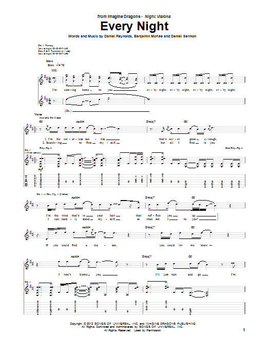 Produktgalerie: Seite 1 von 1 Every Night, Imagine Dragons, Gitarre