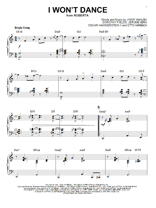 Produktbild zu: I Won't Dance [Jazz version] (arr. Brent Edstrom)