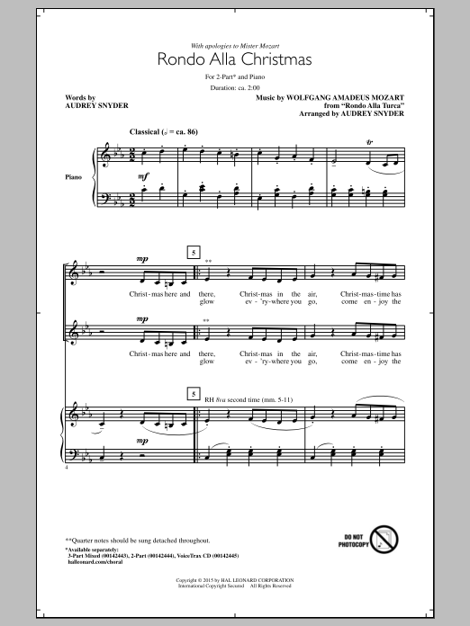 Produktbild zu: Rondo Alla Christmas (arr. Audrey Snyder)