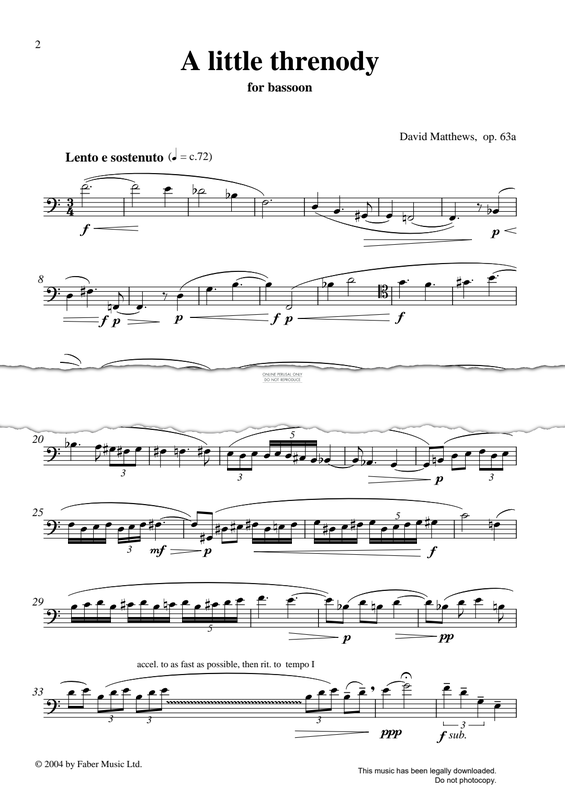 Produktgalerie: Seite 1 von 1 A Little Threnody, David Matthews, Fagott
