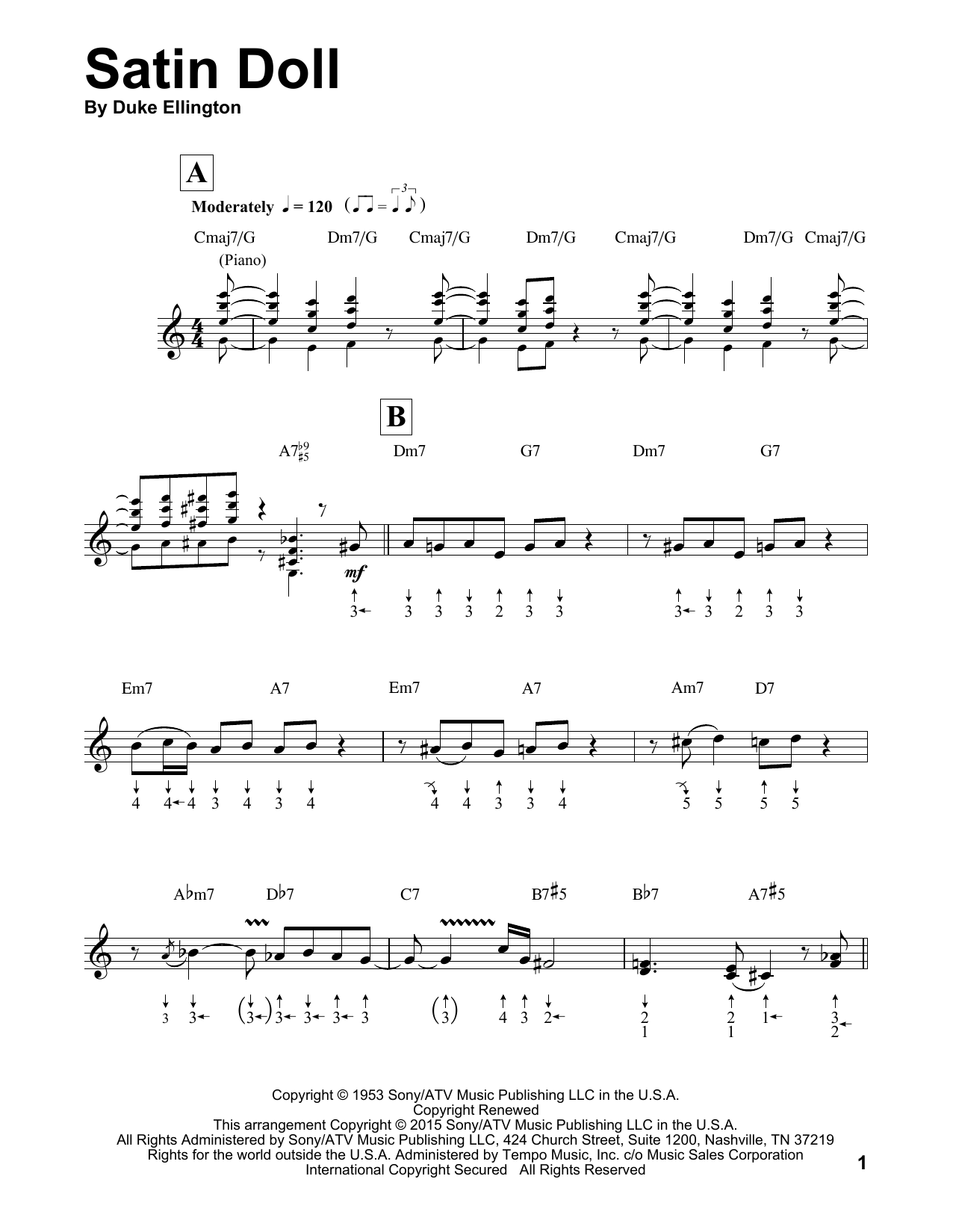 Product gallery: Page 1 of 1 Satin Doll (arr. Will Galison), Duke Ellington