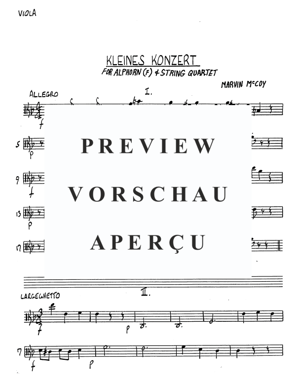 Produktgalerie: Seite 9 von 11 Kleines Konzert, , Alphorn in F und Streicher Quartett - Einzelstimmen