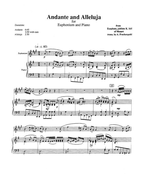 Product picture to: Andante and Alleluja Wolfgang Amadeus Mozart