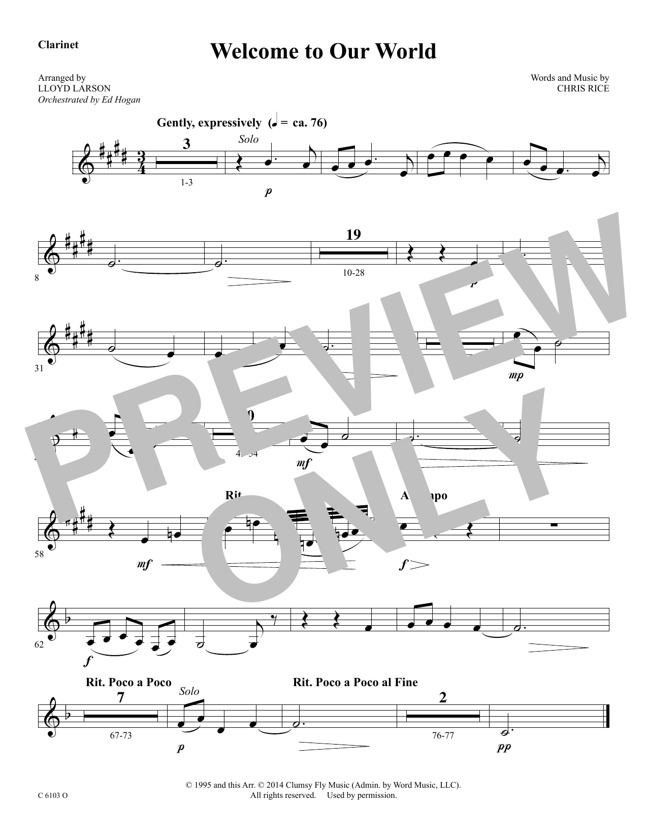 Product picture to: Welcome to Our World - Bb Clarinet