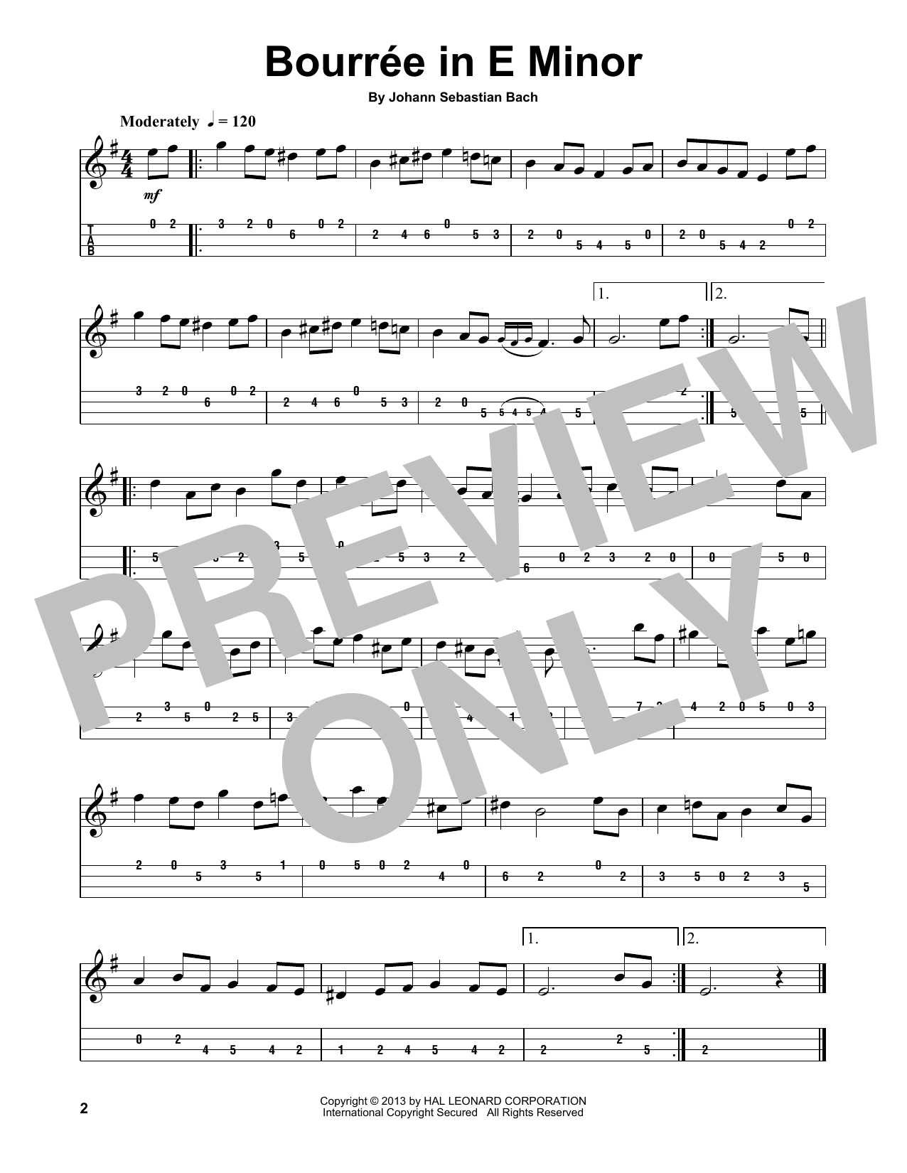 Produktgalerie: Seite 1 von 1 Bourree In E Minor, Johann Sebastian Bach