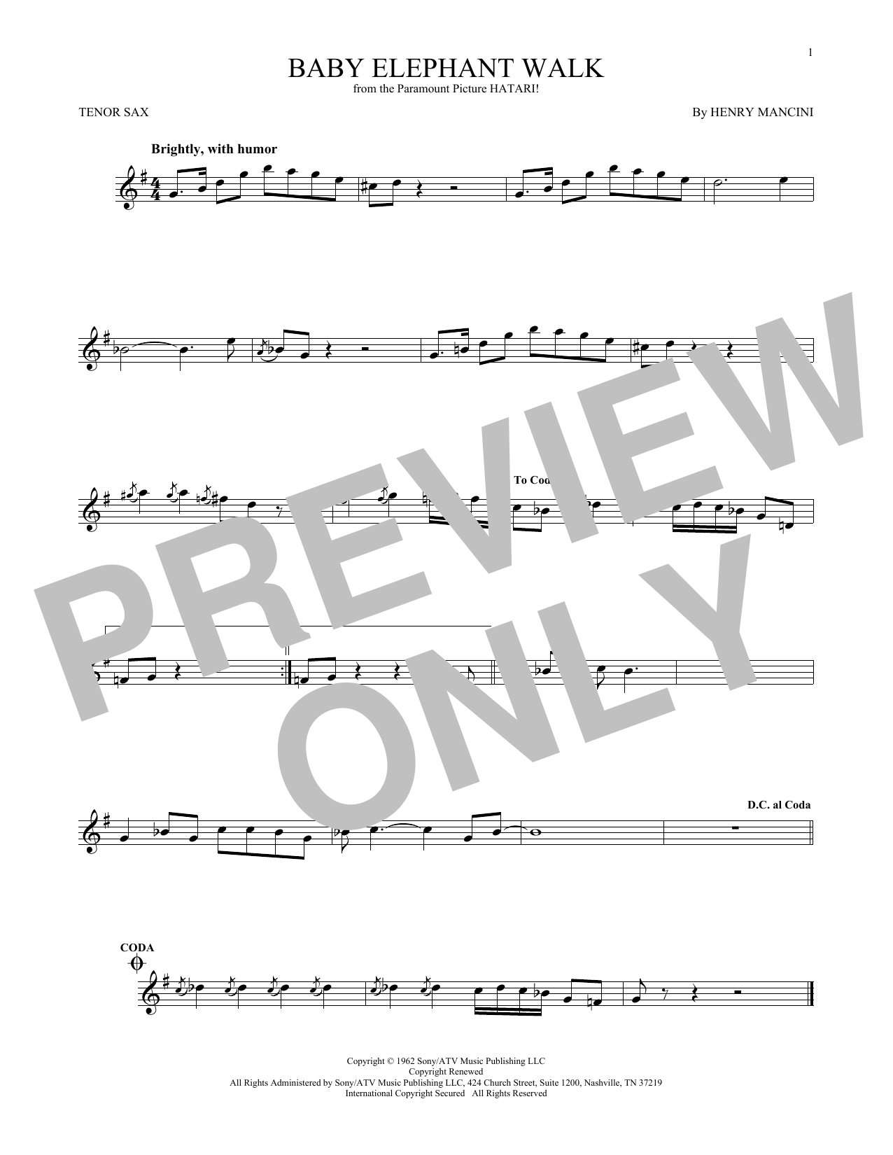 Product gallery: Page 1 of 1 Baby Elephant Walk, Henry Mancini