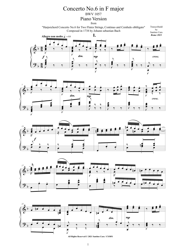 Produktbild zu: Konzert Nr. 6 in F-Dur BWV 1057Johann Sebastian Bach