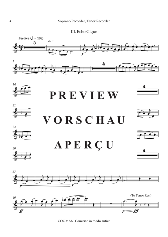 Product gallery: Page 15 of 16 Concerto in modo antico , , (soprano or tenor recorder + strings)