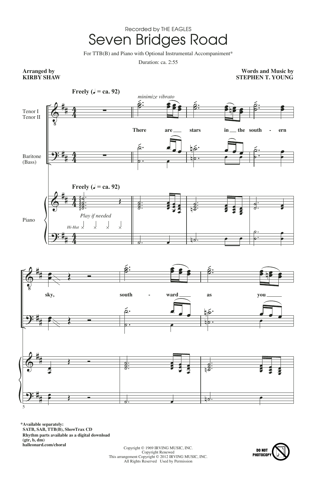 Produktbild zu: Seven Bridges Road (arr. Kirby Shaw)