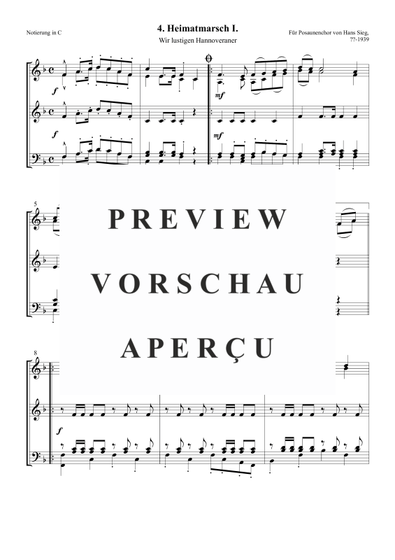 Product gallery: Page 2 of 5 Wir lustigen Hannoveraner, Heimatmarsch, , Trombone Choir
