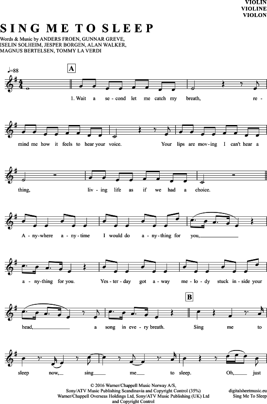 Product gallery: Page 1 of 4 Sing Me To Sleep , Walker, Alan, (violin)