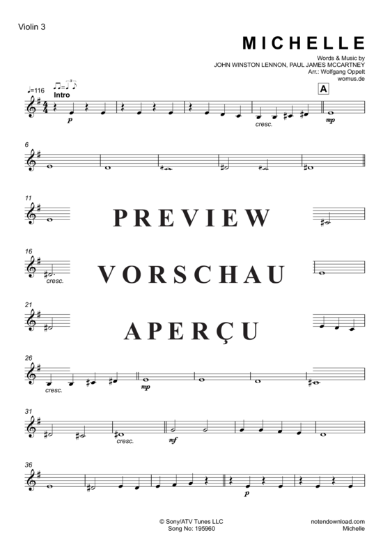 Produktgalerie: Seite 10 von 17 Michelle , Beatles, The, (Streicher Quintett)