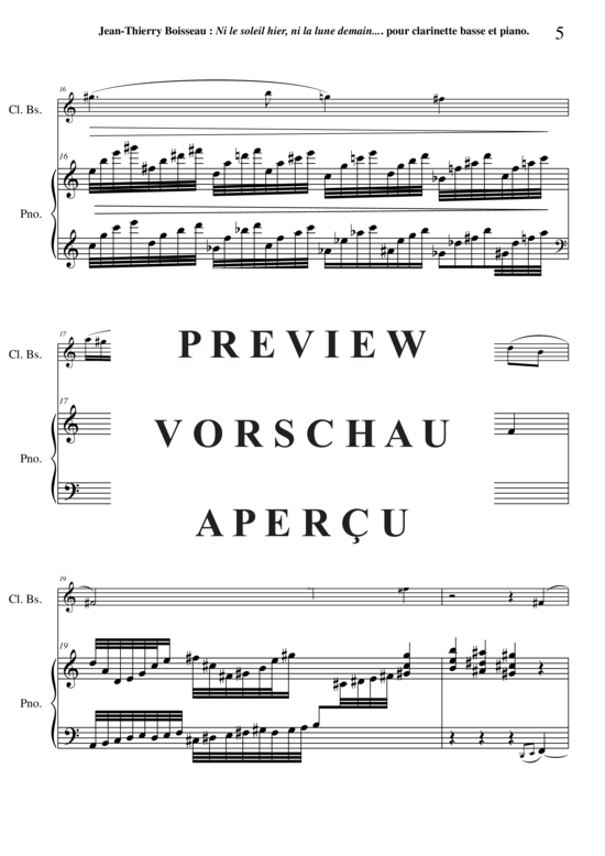 Product gallery: Page 6 of 21 Ni le soleil hier, ni la lune demain , , (bass clarinet + piano)