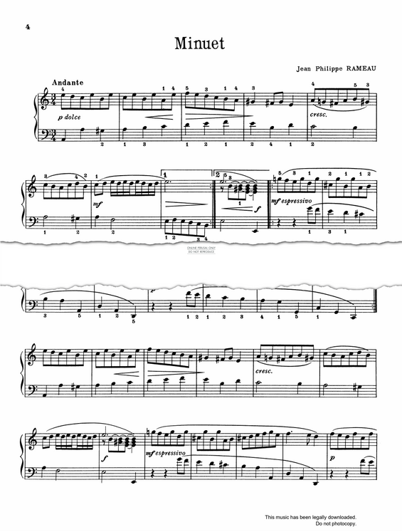 Produktgalerie: Seite 1 von 1 Minuet, Jean-Philippe Rameau, Klavier