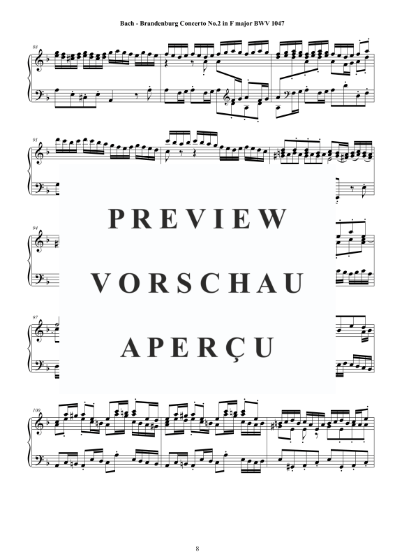 Product gallery: Page 9 of 11 Brandenburg Concerto No. 2 in F major BWV 1047, , Solo Piano
