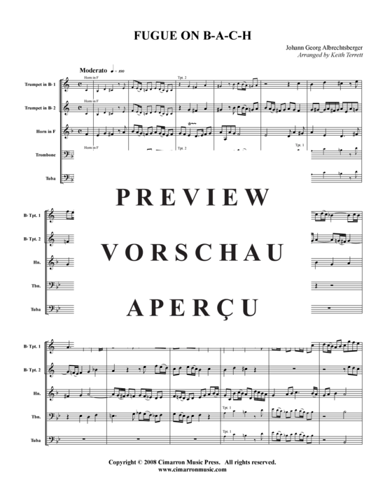 Produktgalerie: Seite 2 von 15 Fugue on B-A-C-H , , (Blechbläserquintett)