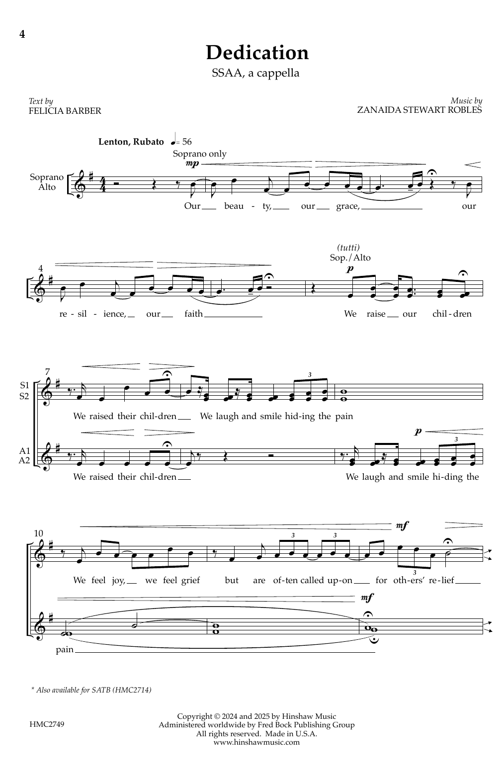 Produktgalerie: Seite 1 von 1 Dedication, Zanaida Stewart Robles, Chor