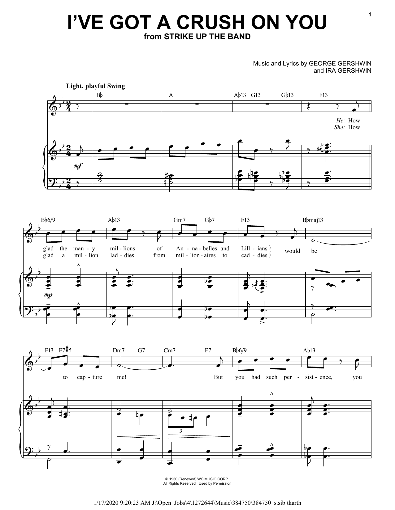 Product picture to: I've Got A Crush On You [Jazz version] (arr. Brent Edstrom)