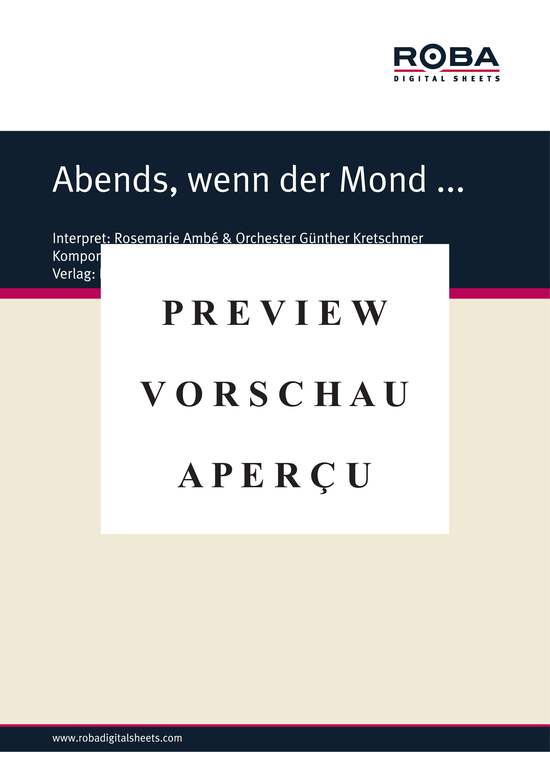 Product gallery: Page 2 of 3 Abends, wenn der Mond ? , Ambe, Rosemarie, (Piano solo with underlaid text)