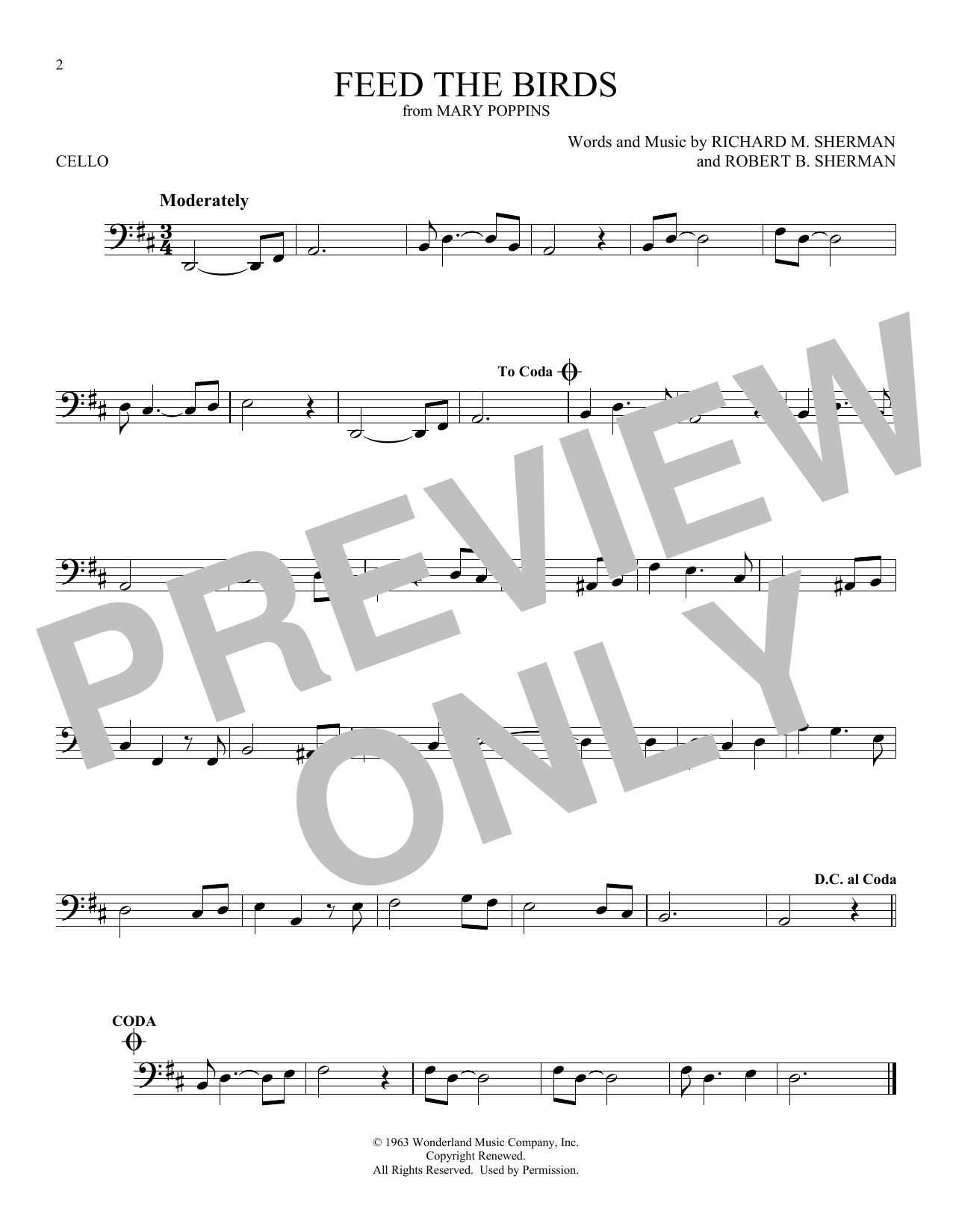 Product gallery: Page 1 of 1 Feed The Birds (Tuppence A Bag) (from Mary Poppins), Sherman Brothers