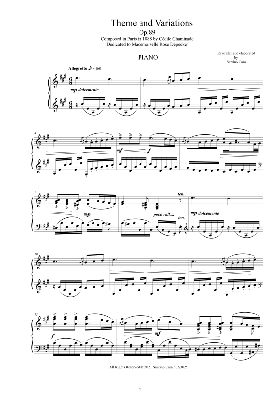 Produktbild zu: Thème varié - Op.89Cécile Chaminade