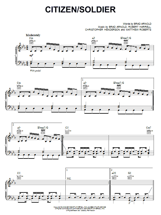 Produktgalerie: Seite 1 von 1 Citizen/Soldier, 3 Doors Down, Gesang, Gitarre, Klavier