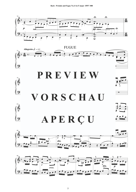 Product gallery: Page 6 of 8 Prelude and Fugue No. 11 in F major BWV 880, , Solo Piano