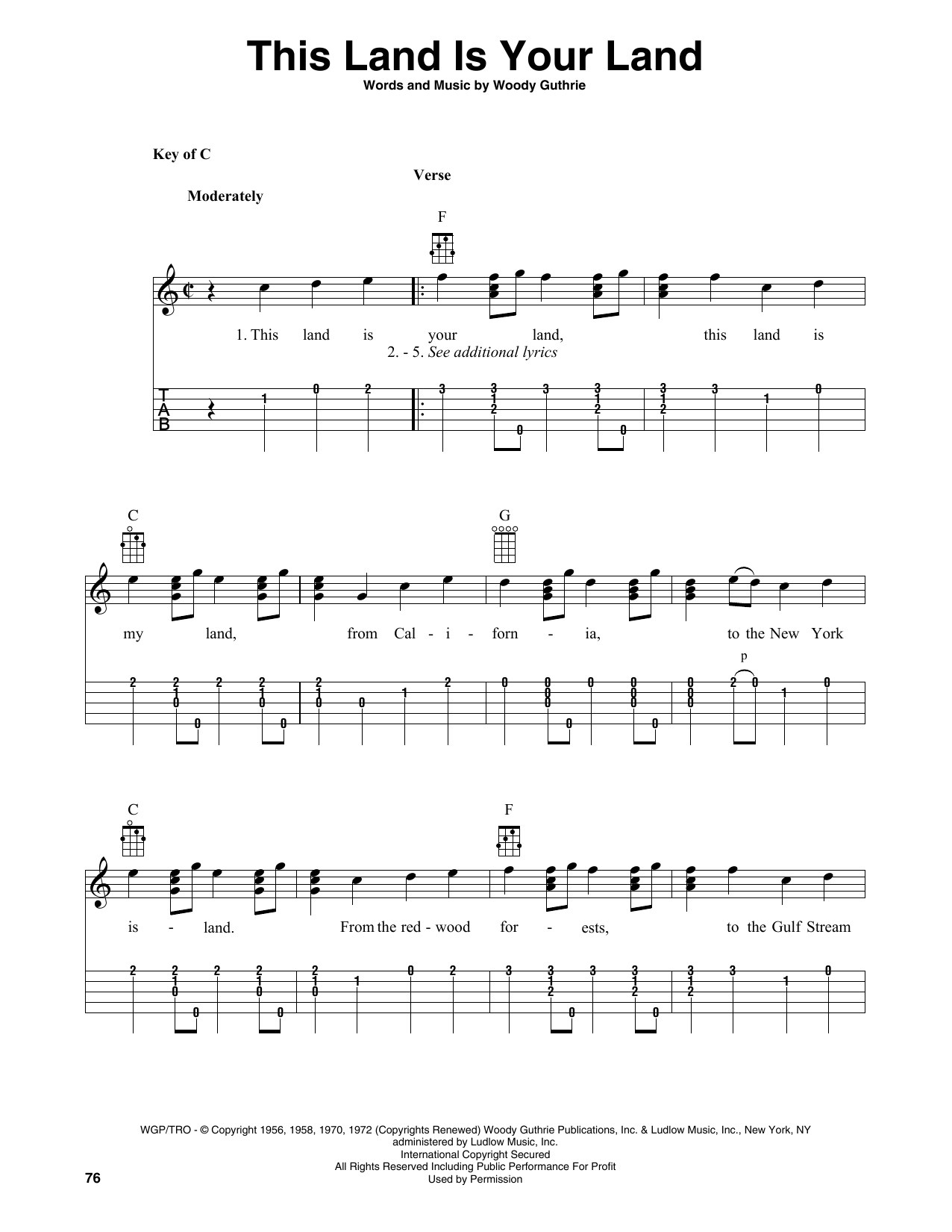 Product gallery: Page 1 of 1 This Land Is Your Land (arr. Fred Sokolow), Woody Guthrie
