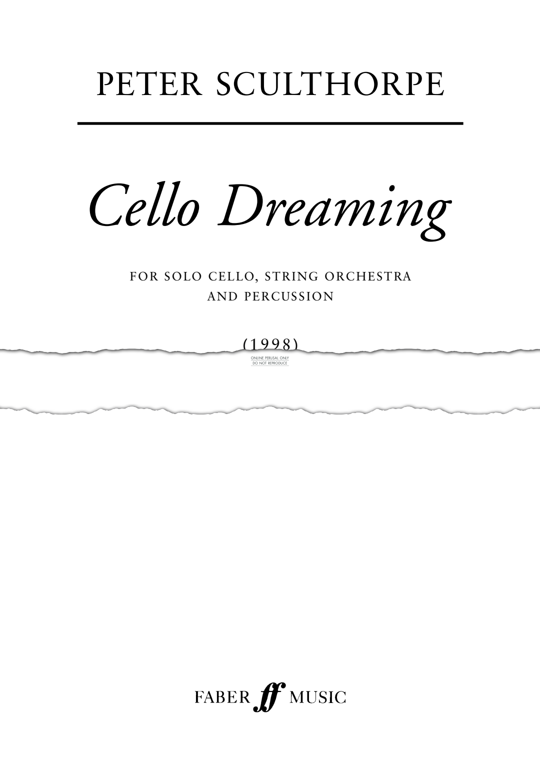 Produktgalerie: Seite 1 von 1 Cello Dreaming, Peter Sculthorpe, Percussion, Streichinstrumente, Violoncello