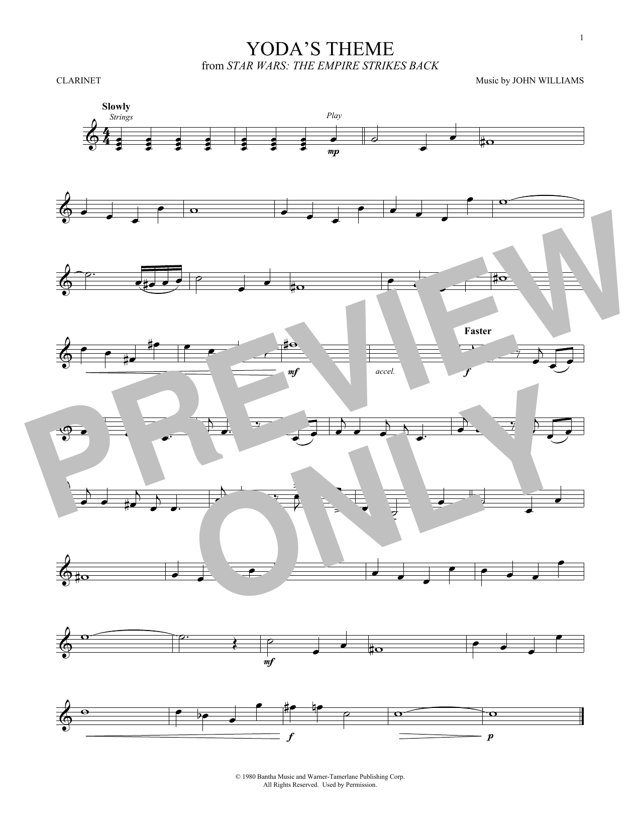 Product gallery: Page 1 of 1 Yoda's Theme (from Star Wars: The Empire Strikes Back), John Williams