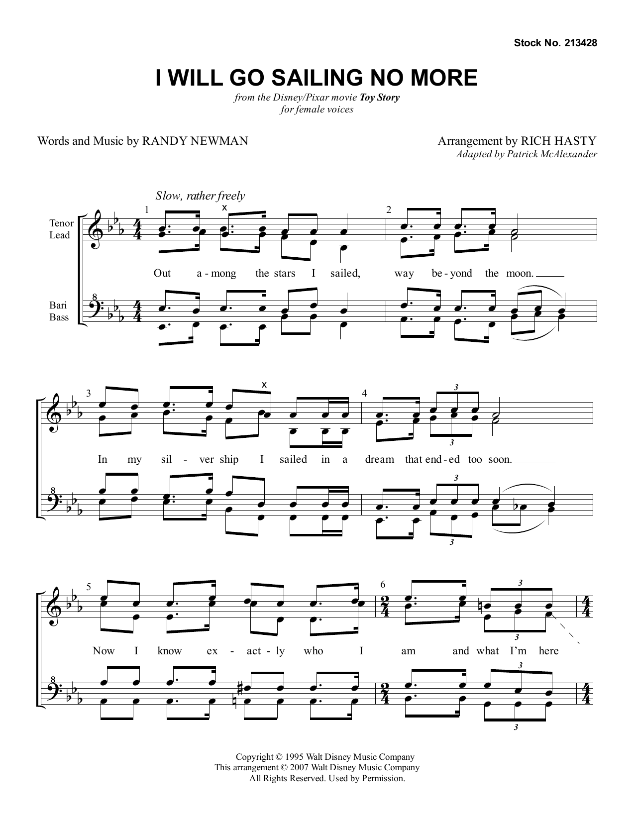 Product gallery: Page 1 of 1 I Will Go Sailing No More (arr. Richard Hasty), Randy Newman