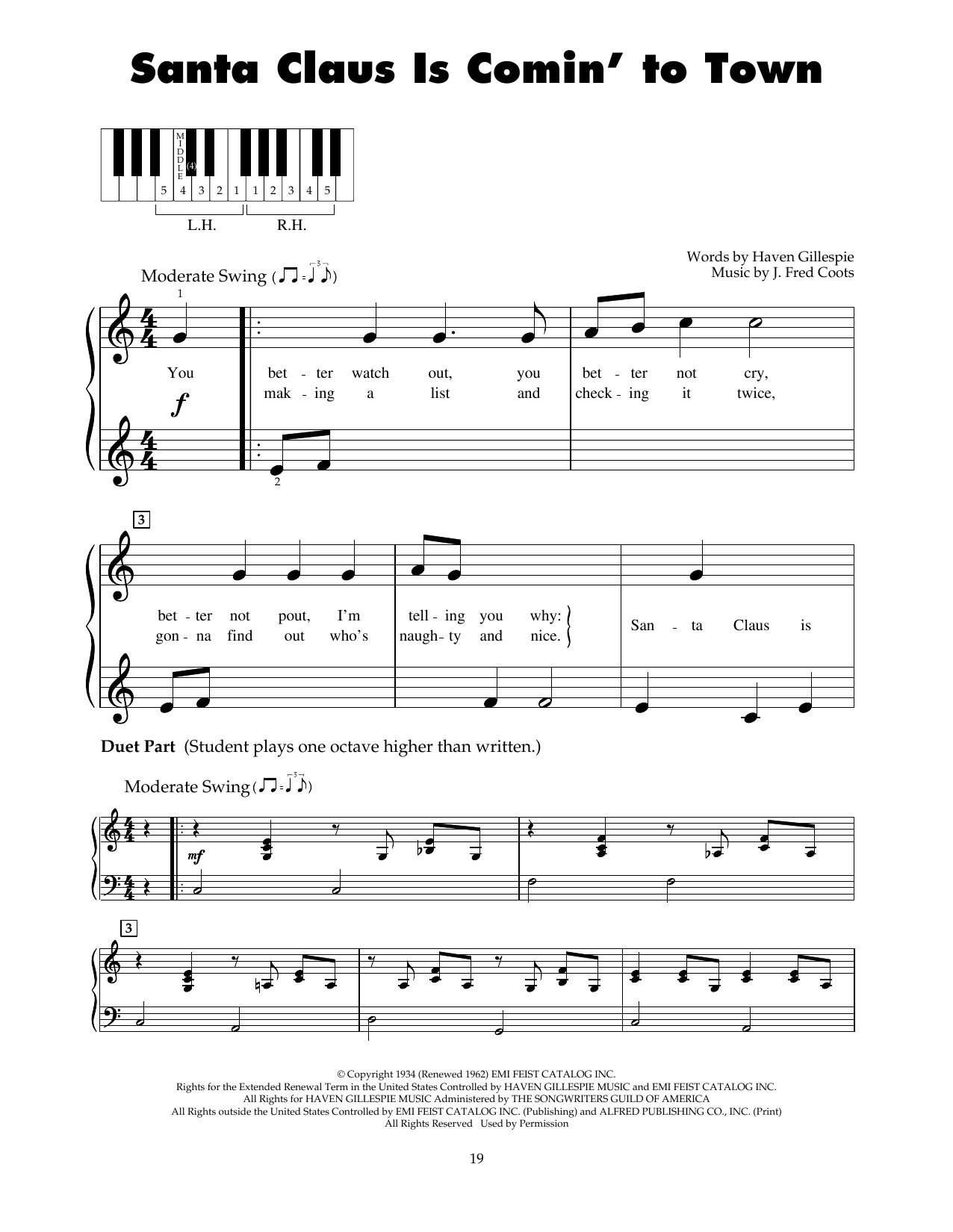 Produktgalerie: Seite 1 von 1 Santa Claus Is Comin' To Town, J. Fred Coots, Klavier