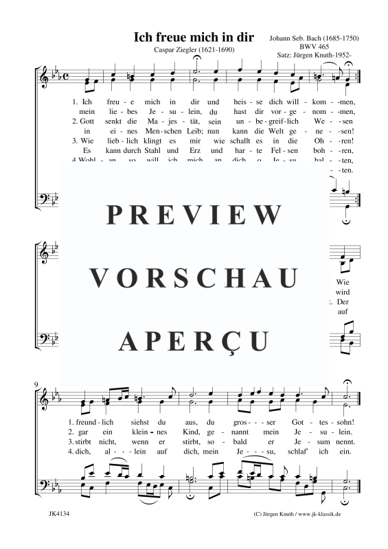 gallery: Ich freue mich in dir BWV 465, , Gemischter Chor