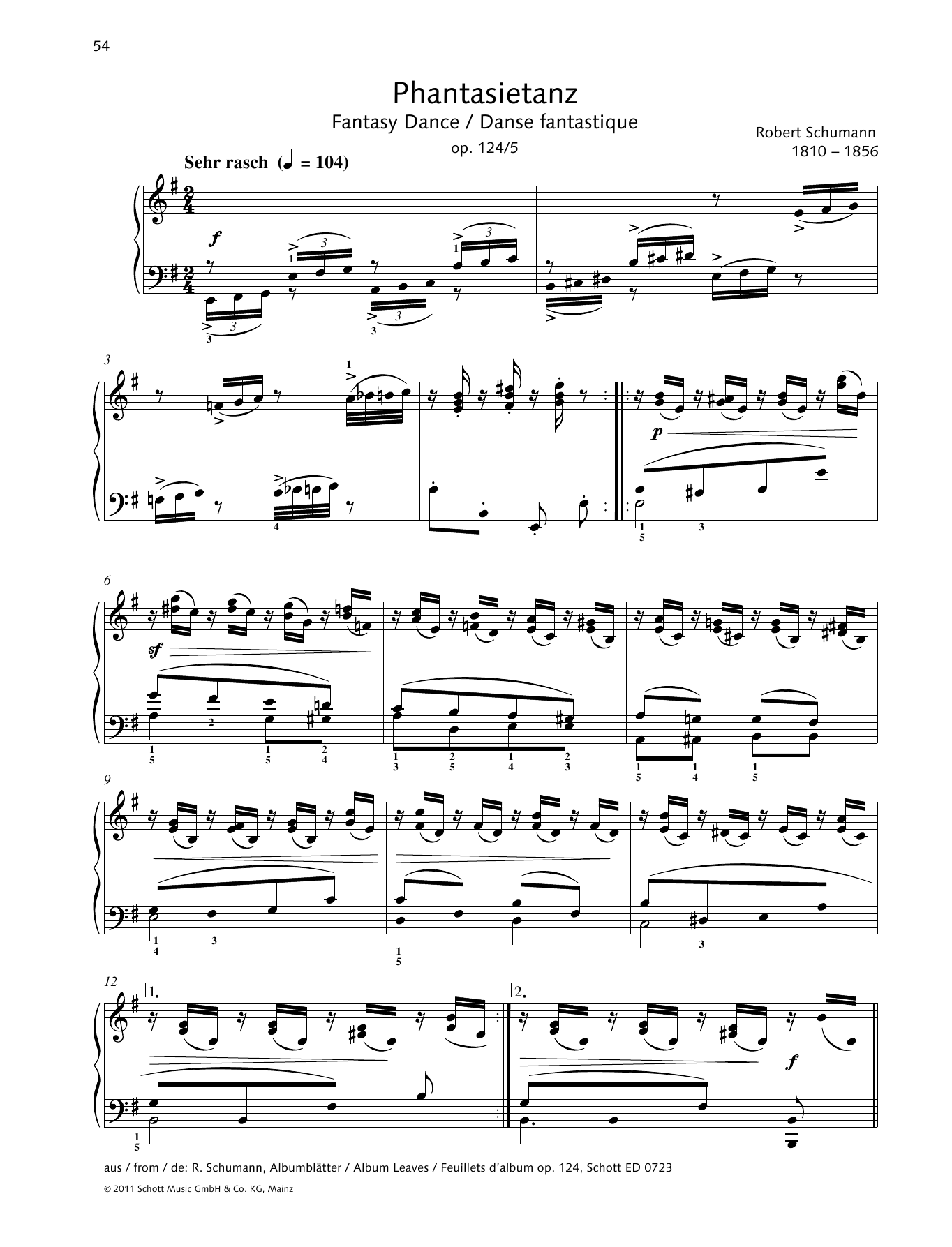 Product gallery: Page 1 of 1 Fantasy Dance, Robert Schumann