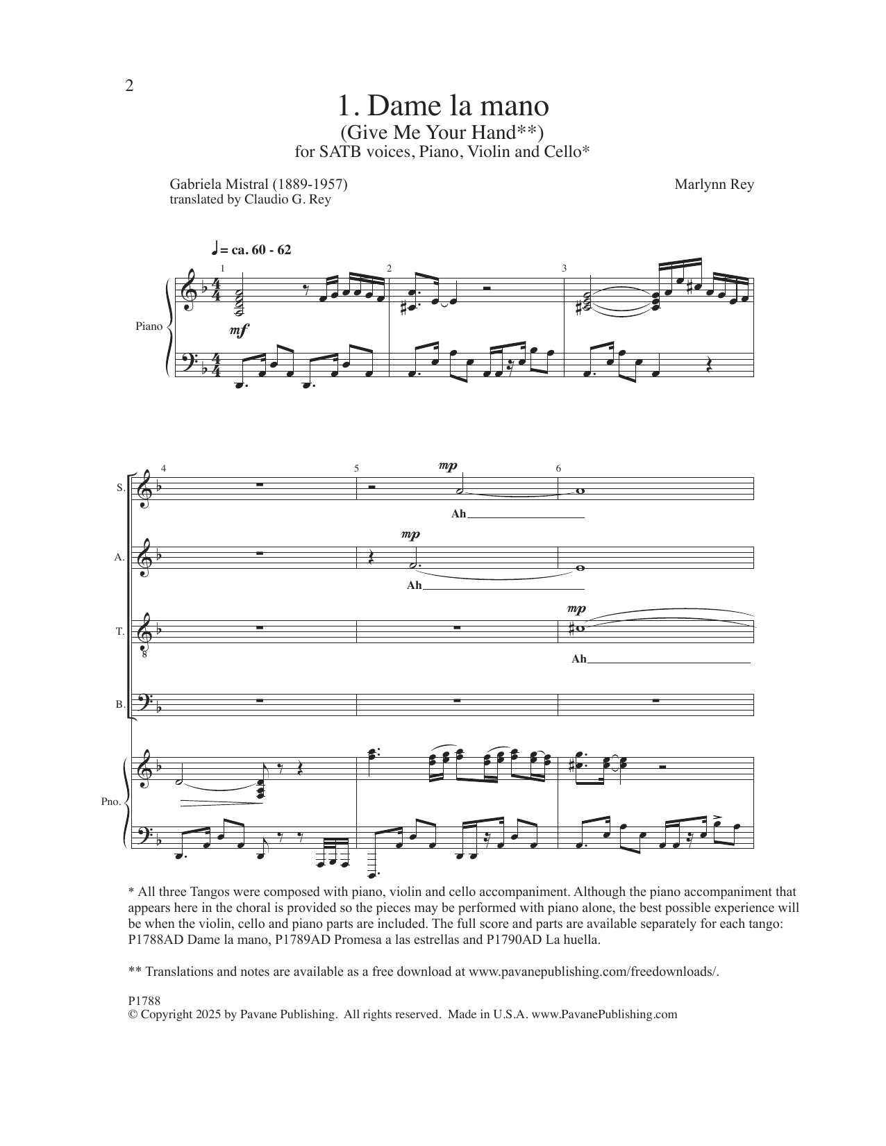 Product picture to: Three Tangos - 1. Dame La Mano