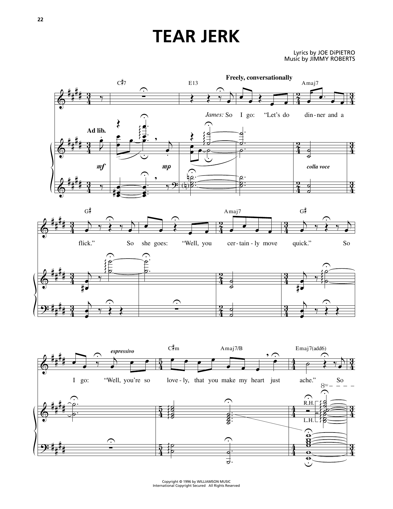 Produktgalerie: Seite 1 von 1 Tear Jerk (from I Love You, You're Perfect, Now Change), Jimmy Roberts, Gesang, Klavier