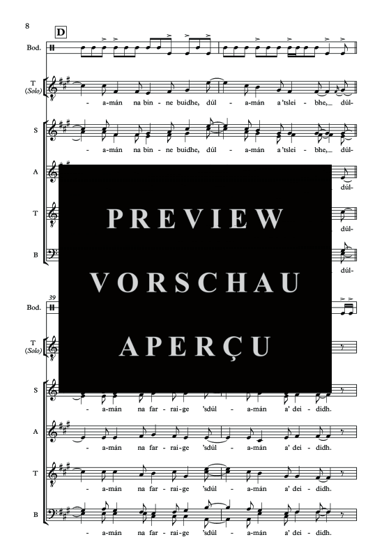 Produktgalerie: Seite 11 von 11 Dúlamán, , Tenor Solo, Gemischter Chor und irische Trommel