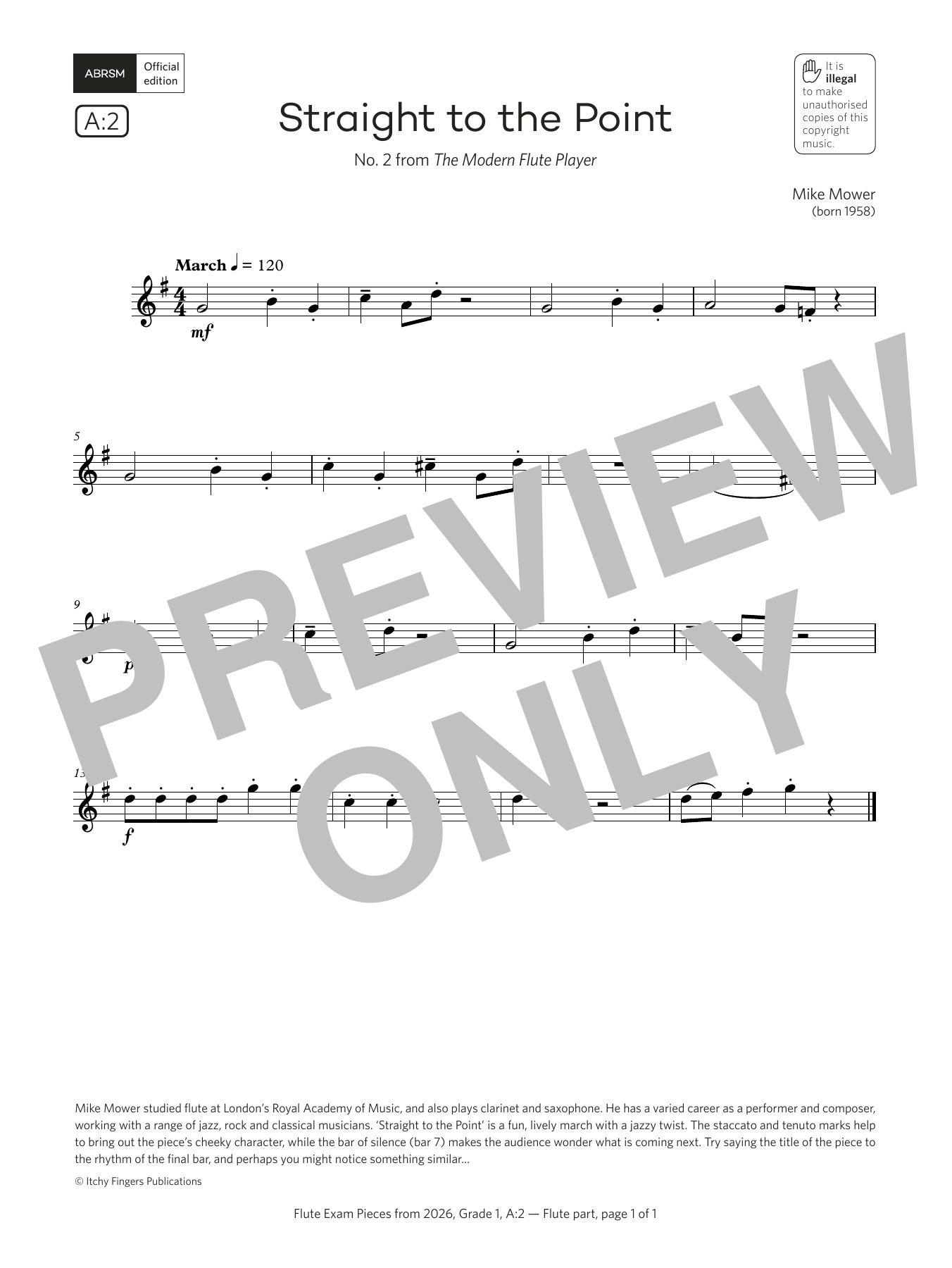 Product gallery: Page 1 of 1 Straight to the Point (Grade 1, list A2, from the ABRSM Flute Syllabus from 2026), Mike Mower