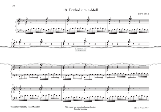 Produktgalerie: Seite 1 von 1 Præludium e-Moll, E minor, BWV 855.1, Johann Sebastian Bach, Klavier