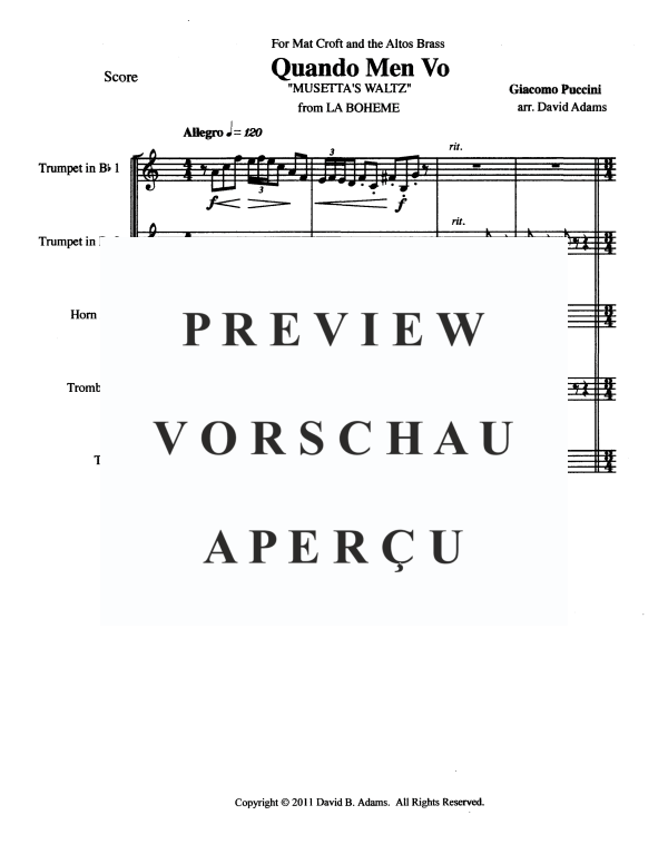 Product gallery: Page 3 of 11 Musetta's Waltz, , Brass Quintet