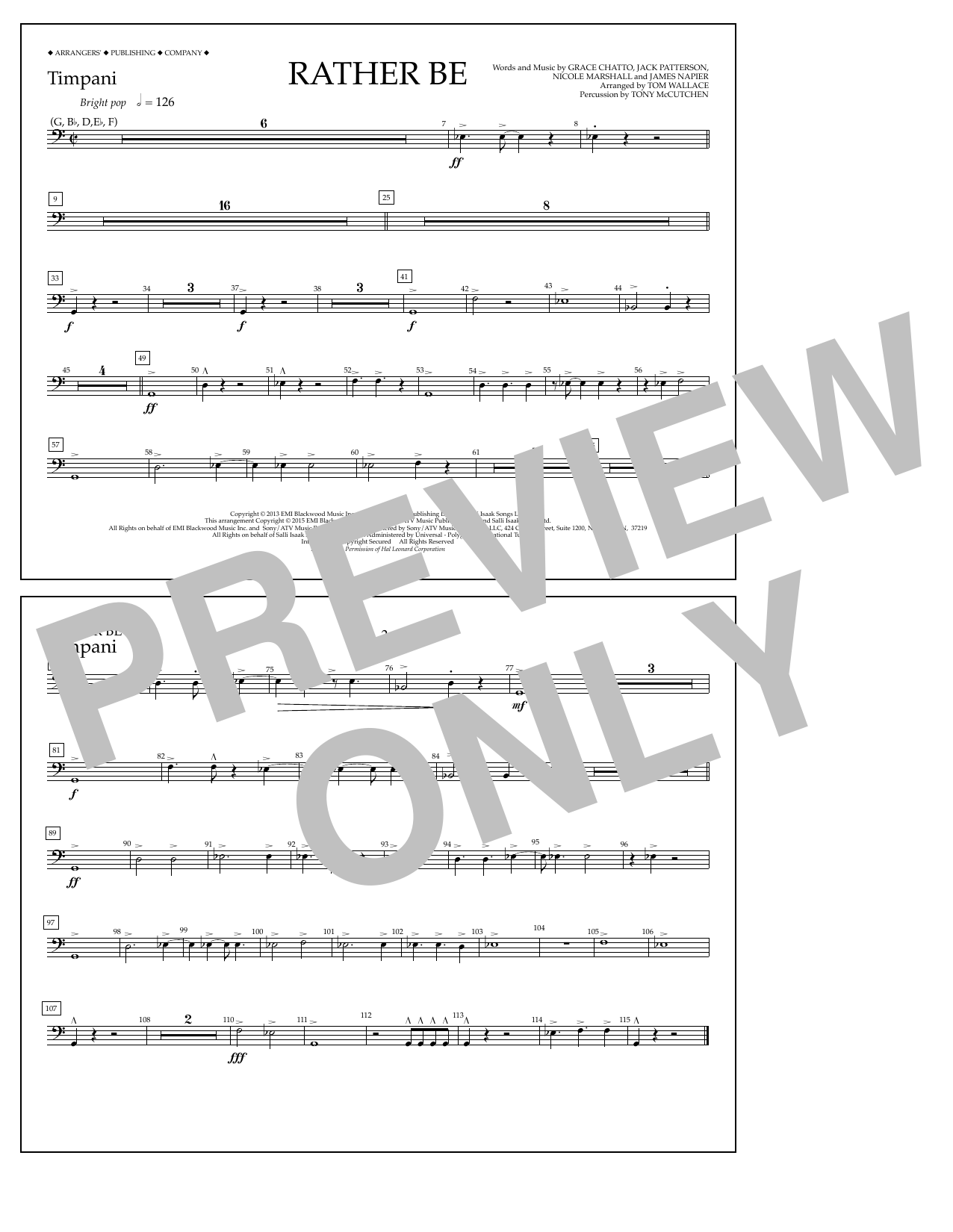 Product picture to: Rather Be - Timpani