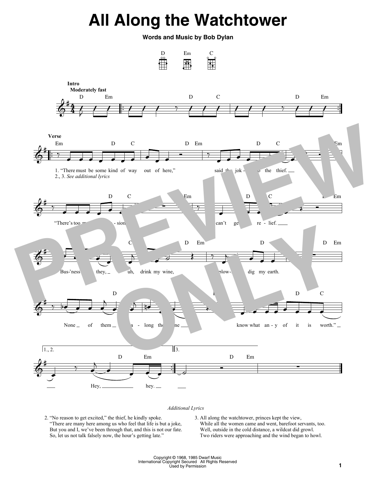 Produktgalerie: Seite 1 von 1 All Along The Watchtower, Bob Dylan